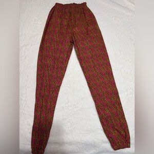 Handmade African Print Pants-Size S/M- Bold Pink Pattern- Never Worn